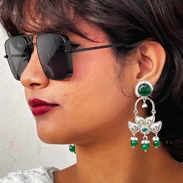 Oxidized Peacock Drop Earrings from Trenzify Store.