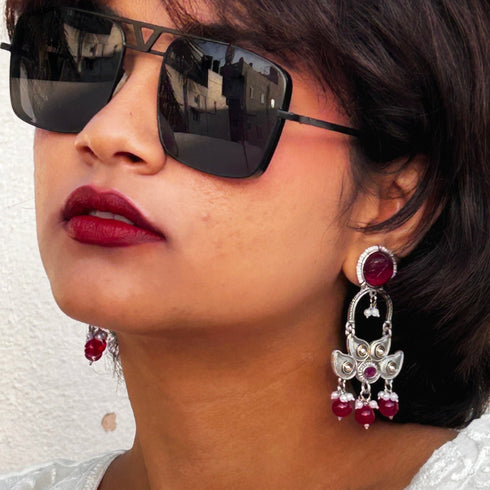 Oxidized Peacock Drop Earrings from Trenzify Store.