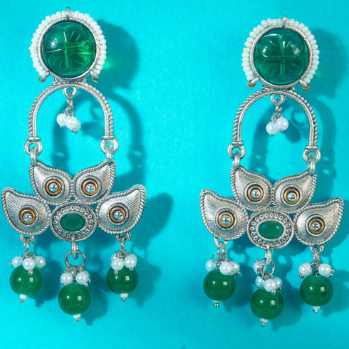 Oxidized Peacock Drop Earrings from Trenzify Store.