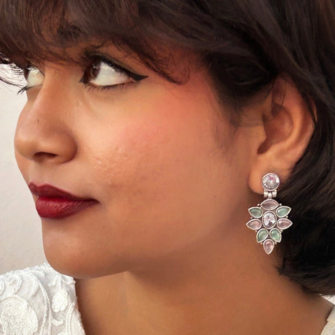 Oxidized Floral Cascade Earrings from Trenzify Store.