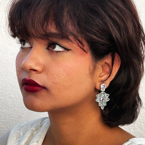 Oxidized Floral Cascade Earrings from Trenzify Store.