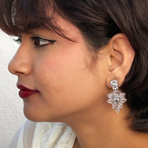Oxidized Floral Cascade Earrings from Trenzify Store.