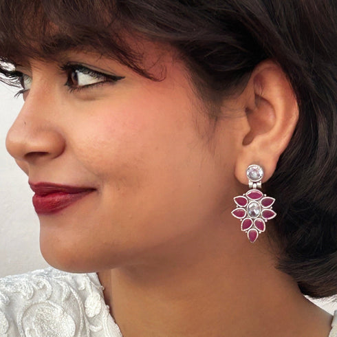 Oxidized Floral Cascade Earrings from Trenzify Store.