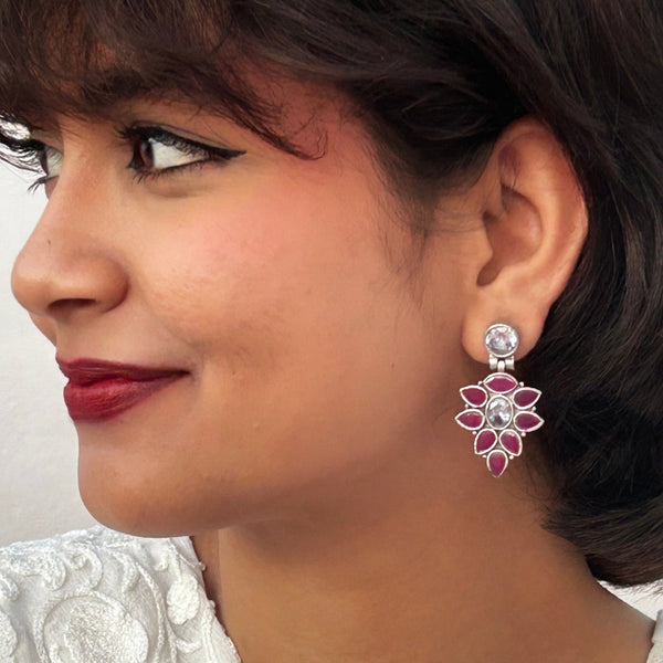 Oxidized Floral Cascade Earrings from Trenzify Store.