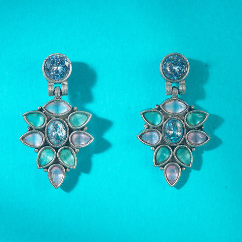 Oxidized Floral Cascade Earrings from Trenzify Store.