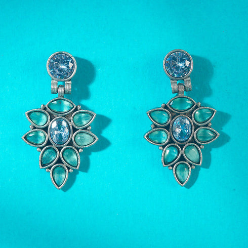 Oxidized Floral Cascade Earrings from Trenzify Store.
