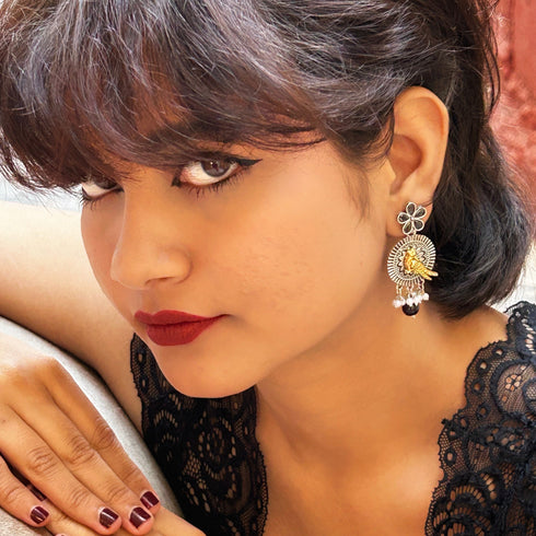 Oxidized Bird Motif Dangler Earrings from Trenzify Store.