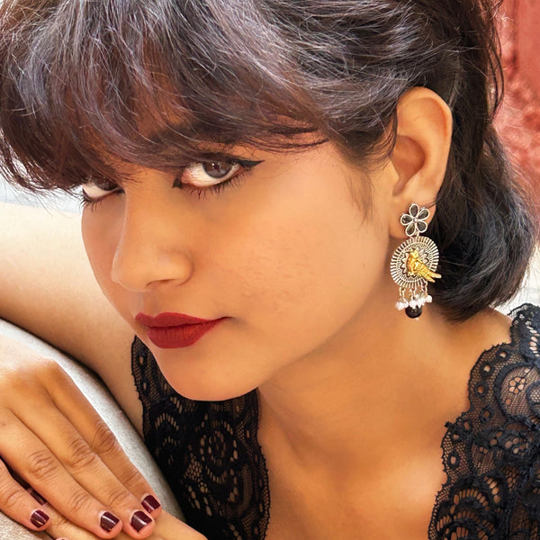 Oxidized Bird Motif Dangler Earrings from Trenzify Store.