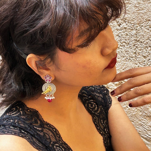 Oxidized Bird Motif Dangler Earrings from Trenzify Store.