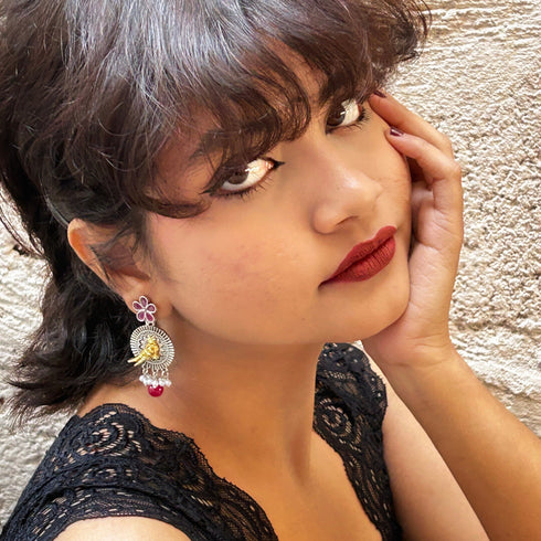 Oxidized Bird Motif Dangler Earrings from Trenzify Store.