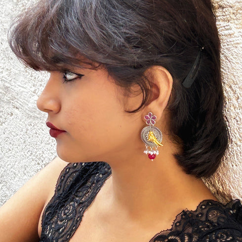 Oxidized Bird Motif Dangler Earrings from Trenzify Store.