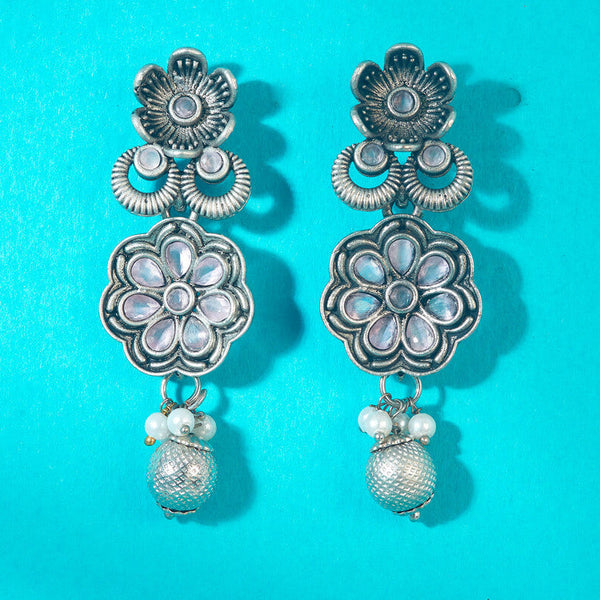 Oxidized Floral Dangler Earrings from Trenzify Store.