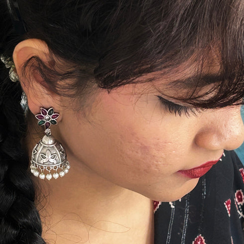 Oxidized Dome Jhumka Earrings from Trenzify Store.