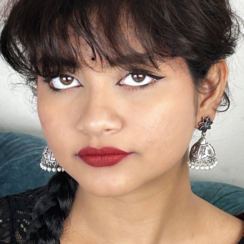 Oxidized Dome Jhumka Earrings from Trenzify Store.