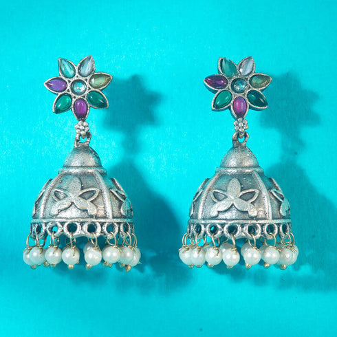 Oxidized Dome Jhumka Earrings from Trenzify Store.