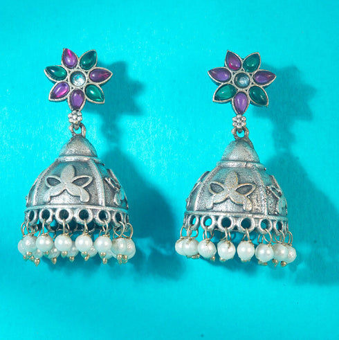 Oxidized Dome Jhumka Earrings from Trenzify Store.
