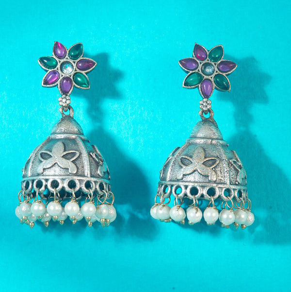 Oxidized Dome Jhumka Earrings from Trenzify Store.