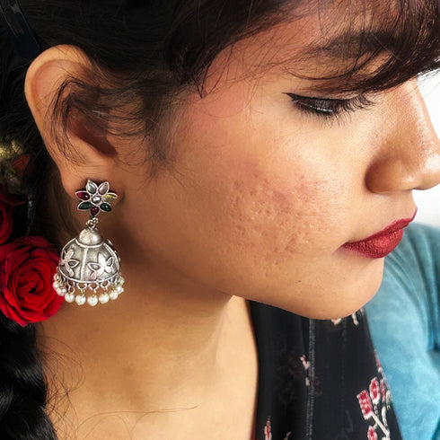 Oxidized Dome Jhumka Earrings from Trenzify Store.