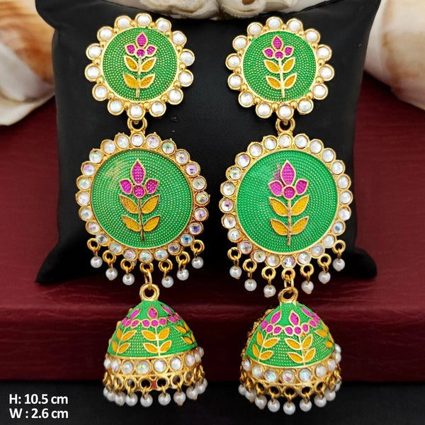 Vibrant Bloom Meenakari Jhumka Earrings from Trenzify Store.