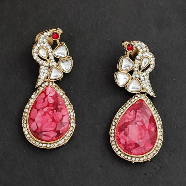 Peacock Radiance Kundan Drop Earrings from Trenzify Store.