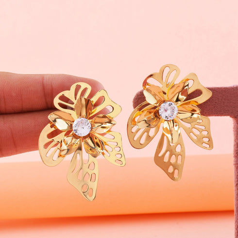 Gold Plated Floral Danglers