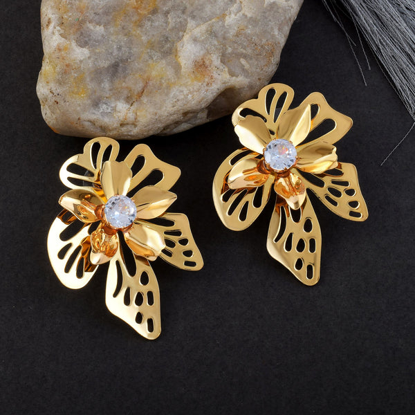 Gold Plated Floral Danglers