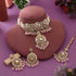 Pink Kundan bridal necklace set with earrings and maang tikka from Trenzify Store