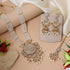White Kundan bridal necklace set with jhumka earrings and maang tikka from Trenzify Store