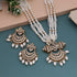 White Kundan pearl necklace set with statement pendant and matching earrings from Trenzify Store