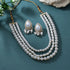 Triple layer pearl necklace set with statement pearl earrings from Trenzify Store