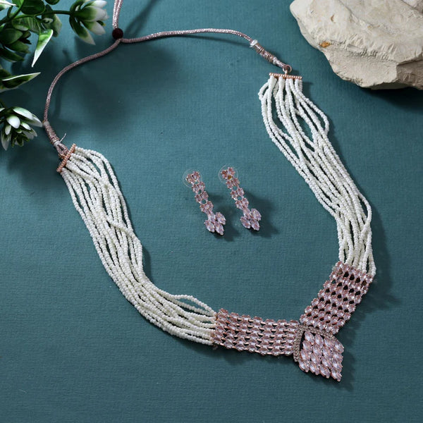 Rose Gold Crystal Necklace Set with Earrings | Trenzify Store