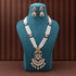 Antique style temple long necklace set with rani and green accents and jhumki earrings from Trenzify Store