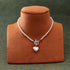 Pearl chain necklace with heart charm and silver polish finish from Trenzify Store