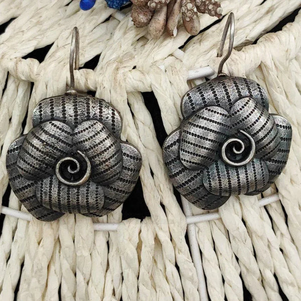 Oxidised Spiral Rose Earrings from Trenzify Store.