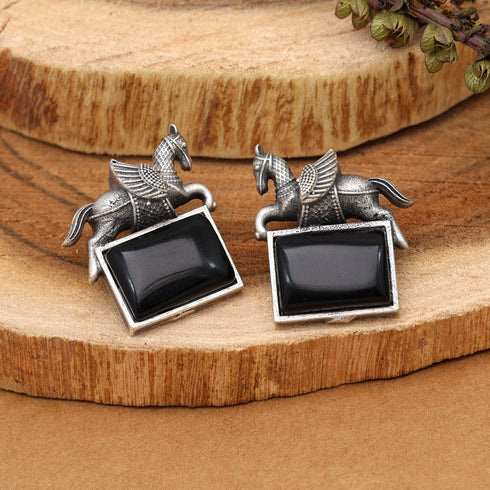 Majestic Pegasus Motif Oxidised Earrings from Trenzify Store.