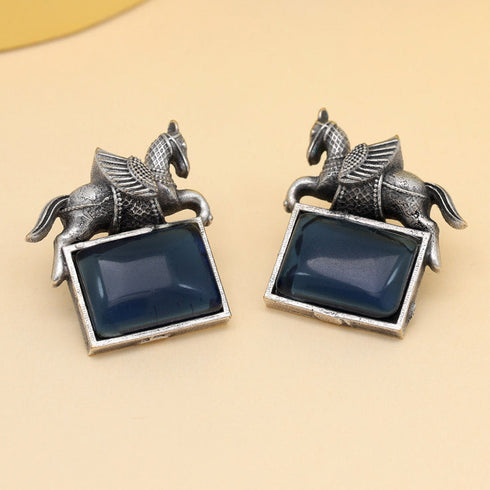 Majestic Pegasus Motif Oxidised Earrings from Trenzify Store.