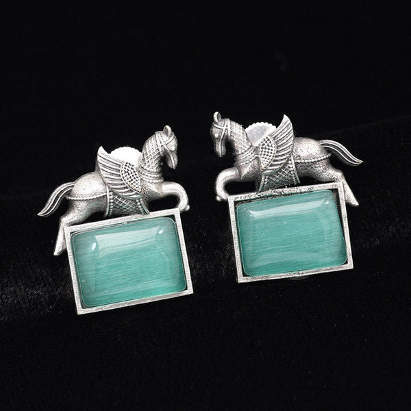Majestic Pegasus Motif Oxidised Earrings from Trenzify Store.