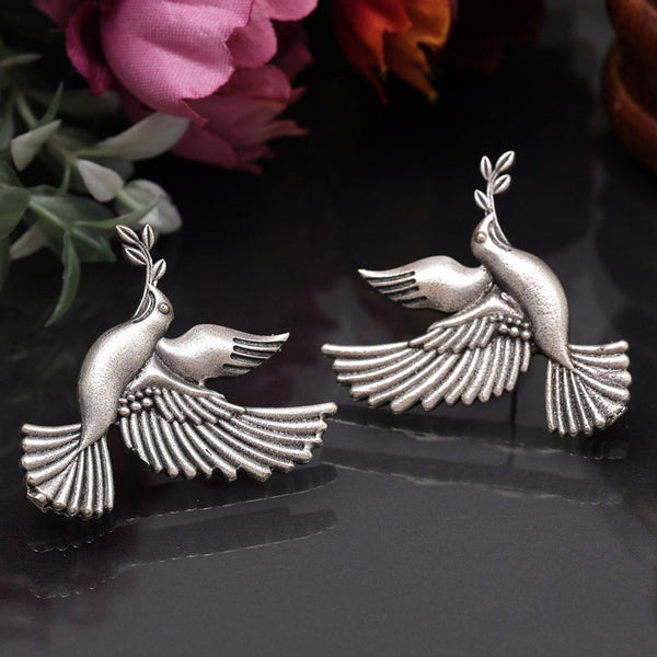 Graceful Dove Motif Oxidised Earrings from Trenzify Store.