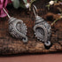 Oxidized silver paisley drop earrings with floral detailing β Trenziy Store