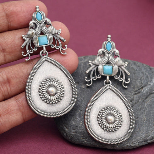 Royal Peacock Motif Oxidised Earrings from Trenzify Store.
