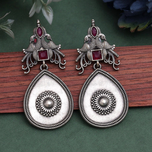 Royal Peacock Motif Oxidised Earrings from Trenzify Store.