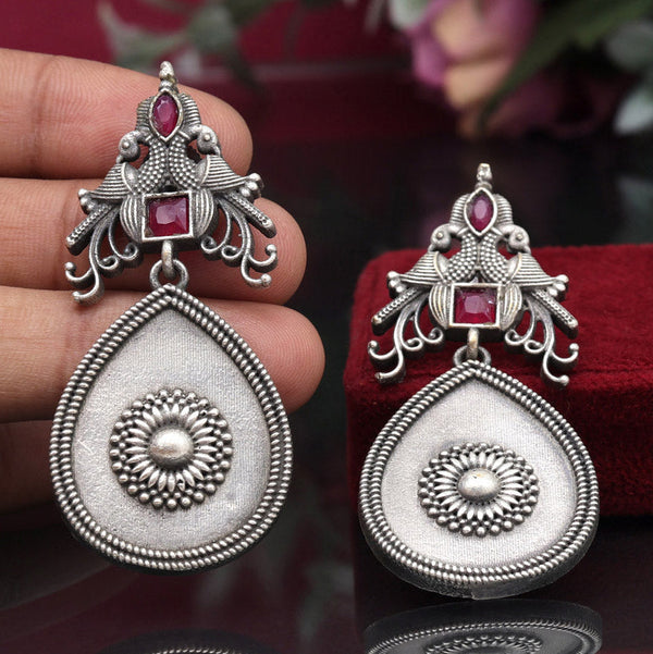 Royal Peacock Motif Oxidised Earrings from Trenzify Store.