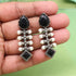 Oxidised Black Stone & Pearl Drop Earrings from Trenzify Store
