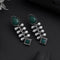 Oxidised Green Stone & Pearl Drop Earrings from Trenzify Store