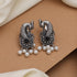 Oxidized silver peacock earrings with pearl drops β Trenziy Store