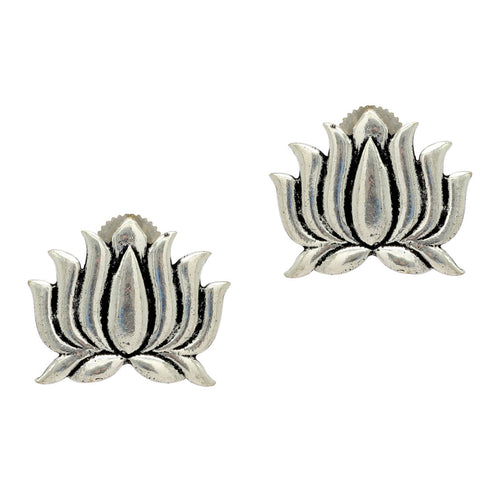 Beautiful Lotus Oxidised Earrings from Trenzify Store.