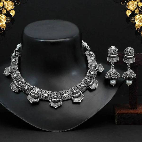 Elegant Oxidised Silver Necklace Set for Women from Trenzify Store.