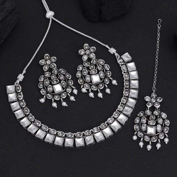 Elegant Oxidised Silver Necklace Set for Women from Trenzify Store.