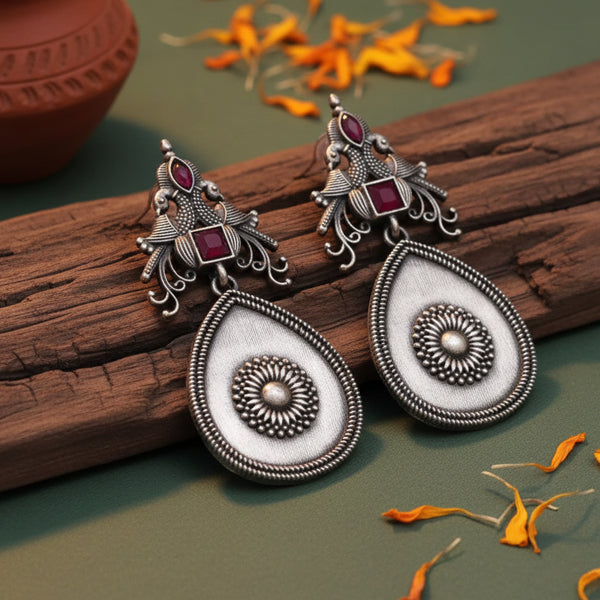 Royal Peacock Motif Oxidised Earrings from Trenzify Store.