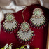 Maroon Beaded Kundan Earrings & Maang Tikka Set from Trenzify Store.